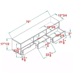Walnut 3-Drawer Wood TV Stand