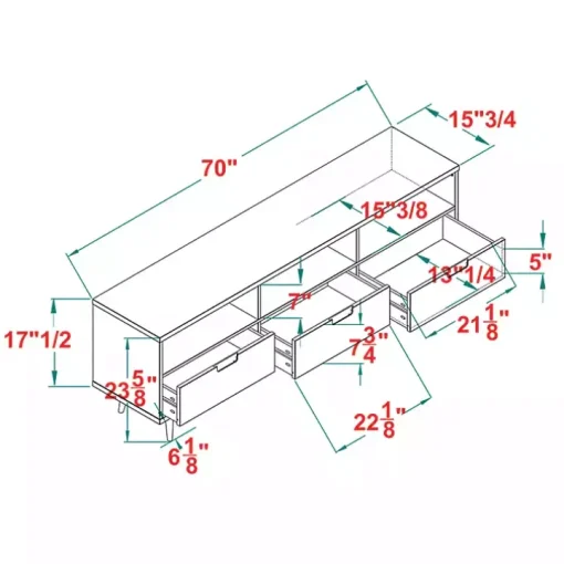 Walnut 3-Drawer Wood TV Stand