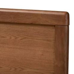 Walnut Inset Paneling Platform Queen Bed