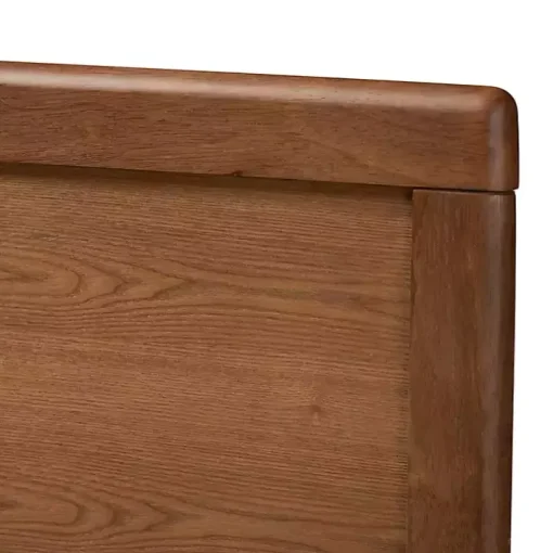 Walnut Inset Paneling Platform Queen Bed