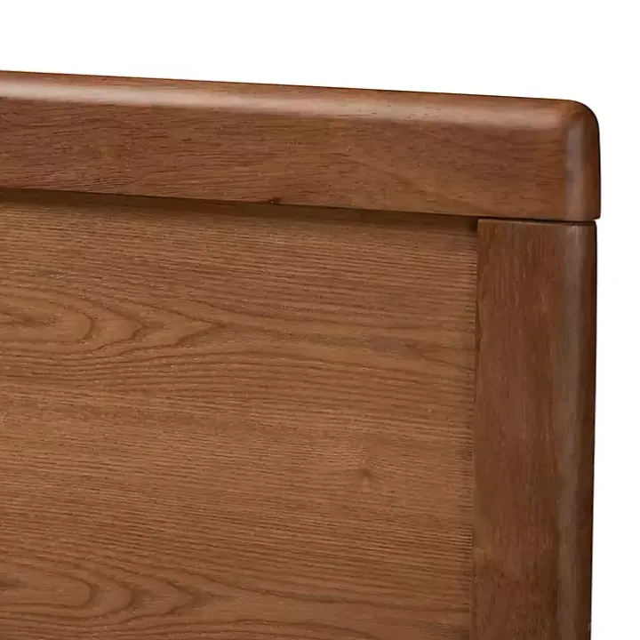 Walnut Inset Paneling Platform Queen Bed