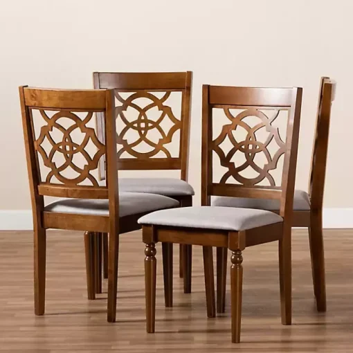 Walnut Lylah Upholstered Dining Chairs, Set of 4