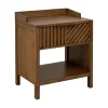 Walnut Mid-Century Modern Carved Nightstand