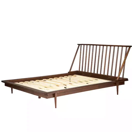 Walnut Mid-Century Modern Queen Bed Frame