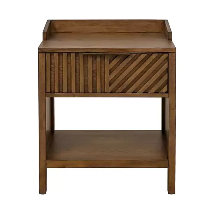 Walnut Mid-Century Modern Carved Nightstand