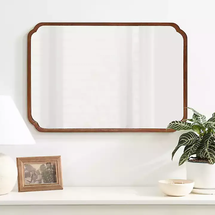 Walnut Scallop Rectangle Wall Mirror