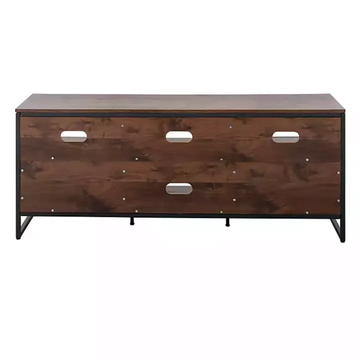 Walnut Wood and Black Steel Media Stand