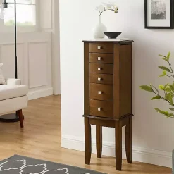 Walnut Wood 5-Drawer Zinnia Jewelry Armoire