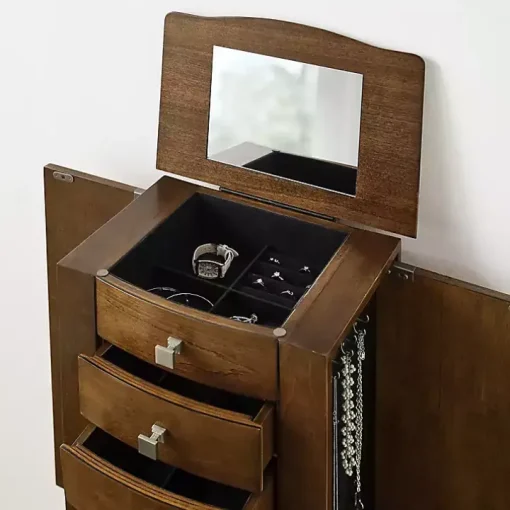 Walnut Wood 5-Drawer Zinnia Jewelry Armoire