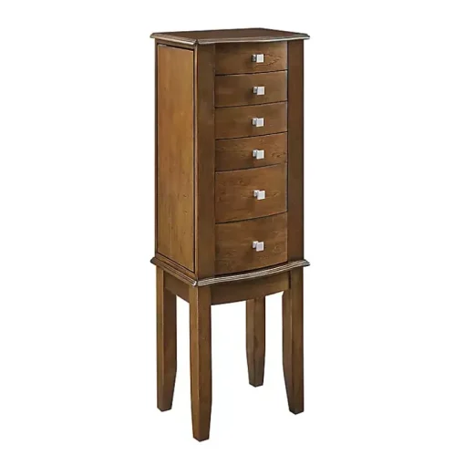 Walnut Wood 5-Drawer Zinnia Jewelry Armoire