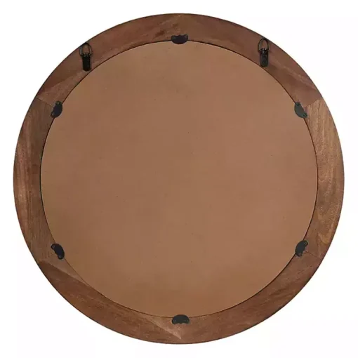 Walnut Wood Ribbed Round Wall Mirror