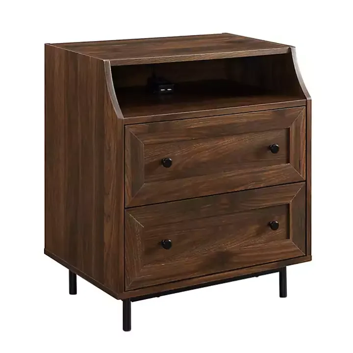 Warm Brown Curved Top Nightstand Table