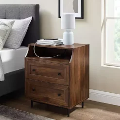 Warm Brown Curved Top Nightstand Table