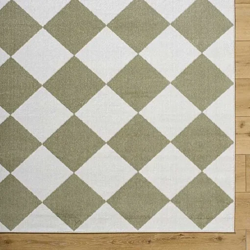 Warm Gray Checkered Area Rug, 6x9