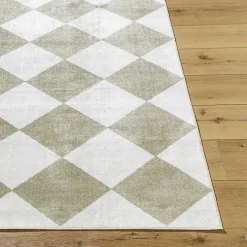 Warm Gray Checkered Area Rug, 6x9