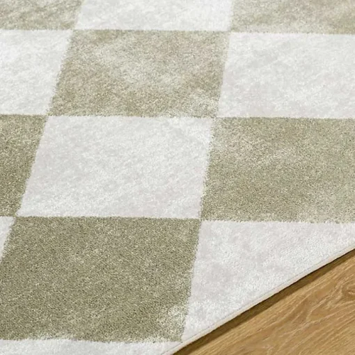 Warm Gray Checkered Area Rug, 5x7