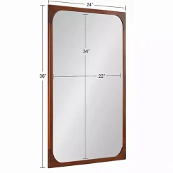 Warm Walnut Rounded Rectangle Wall Mirror