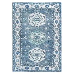 Washable Shary Blue Area Rug, 5x7
