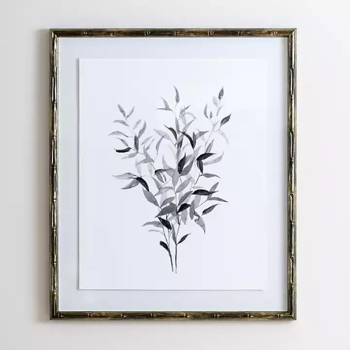 Watercolor Bamboo Leaves Framed Art Print