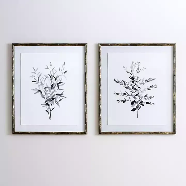 Watercolor Bamboo Leaves Framed Art Print