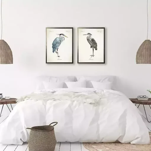 Watercolor Herons Framed Art Prints, Set of 2