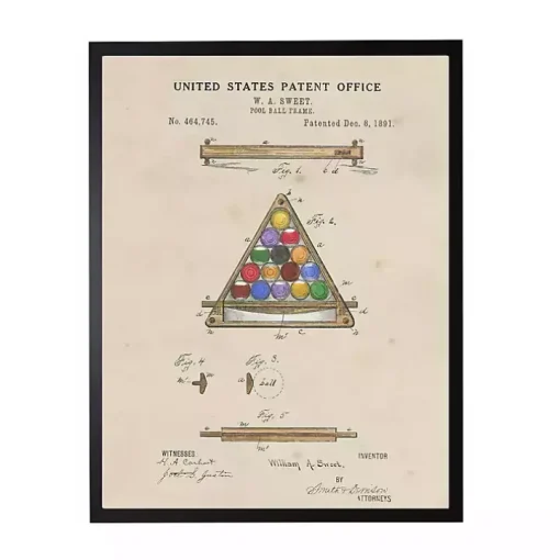 Watercolor Pool Ball Frame Framed Art Print