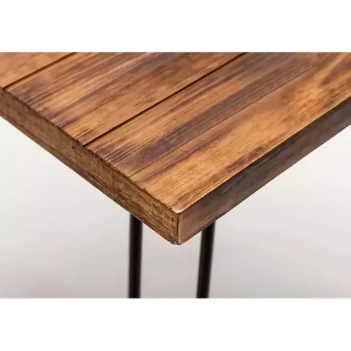 Weather Fir Wood and Hairpin Legs Accent Table