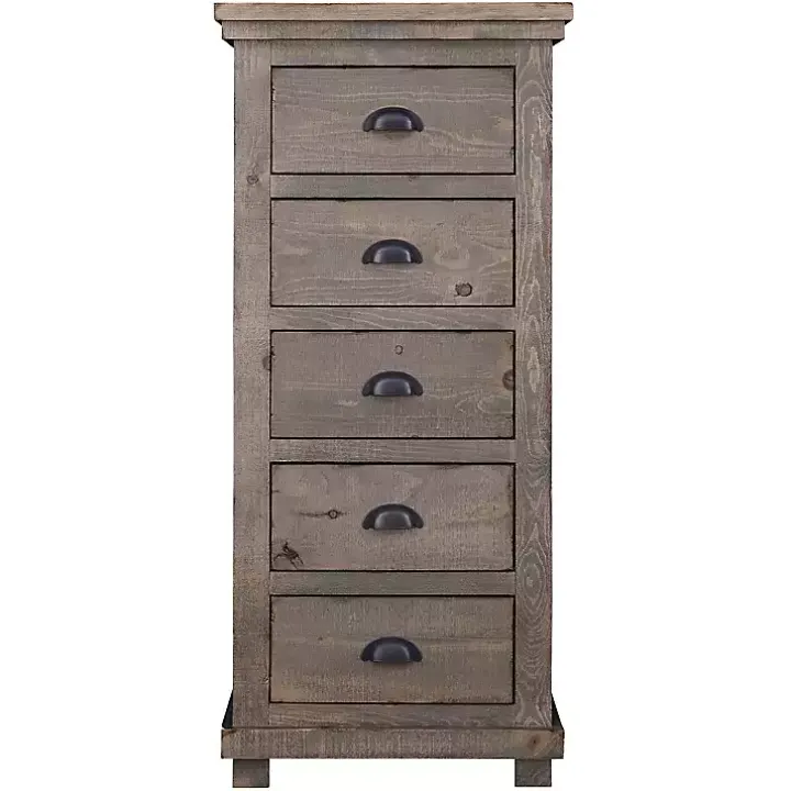 Weathered Gray Wooden 5-Drawer Willow Chest