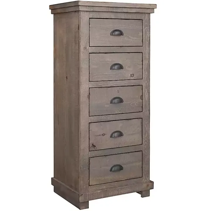 Weathered Gray Wooden 5-Drawer Willow Chest