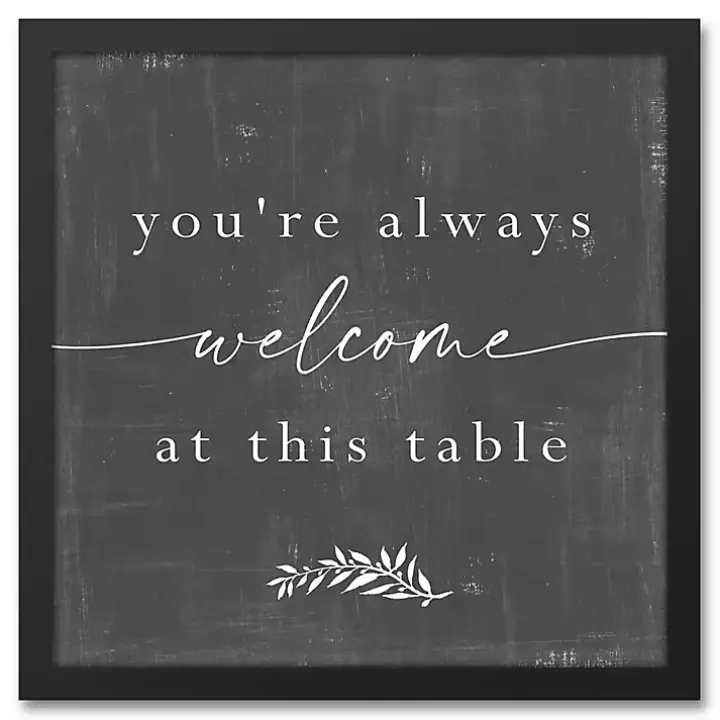 Welcome at This Table Black Framed Canvas Print
