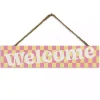 Welcome Checkered Hanging Wall Sign