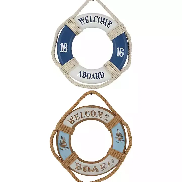 Welcome Life Ring Wall Plaques, Set of 2