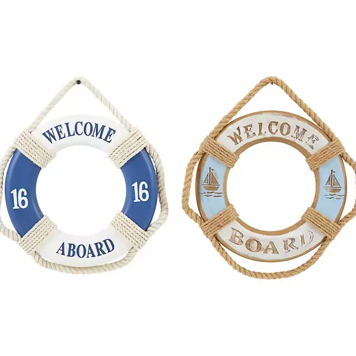 Welcome Life Ring Wall Plaques, Set of 2