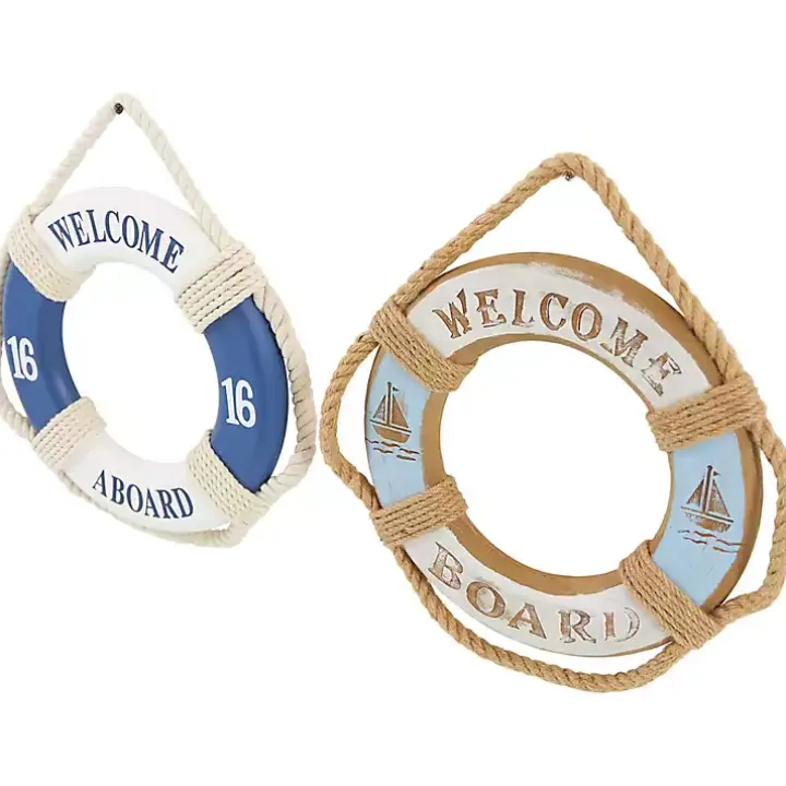Welcome Life Ring Wall Plaques, Set of 2