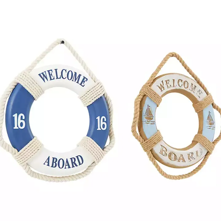 Welcome Life Ring Wall Plaques, Set of 2