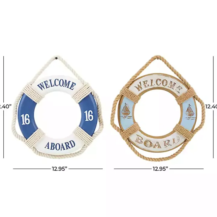 Welcome Life Ring Wall Plaques, Set of 2