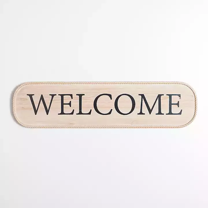 Welcome Twisted Edge Wood Wall Plaque