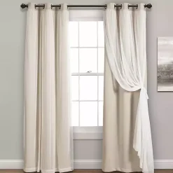 Wheat Curtain Panel Set with Overlay, 108 in.