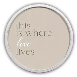 Where Love Lives Round White Framed Plaque