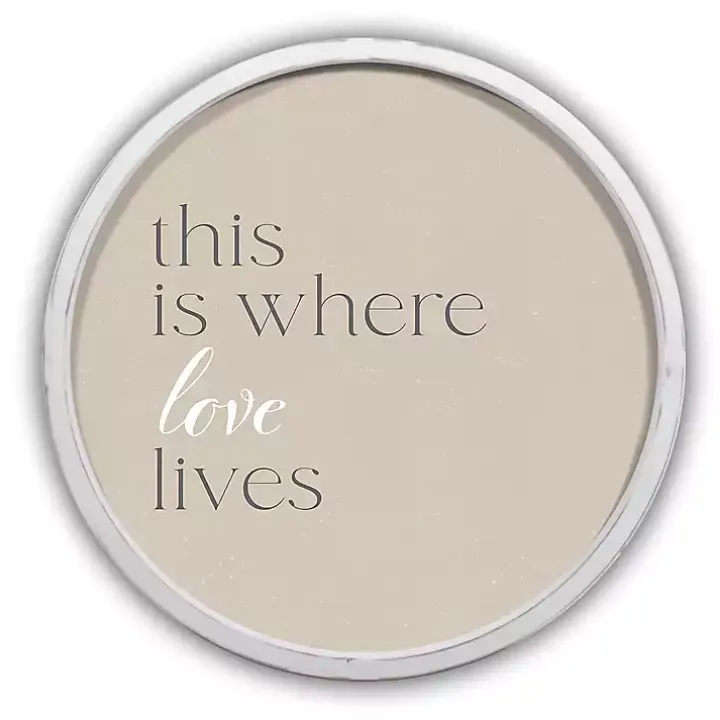 Where Love Lives Round White Framed Plaque