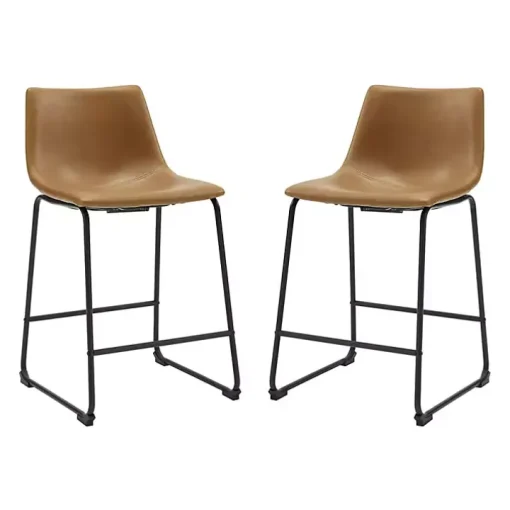 Whiskey Faux Leather Counter Stools, Set of 2