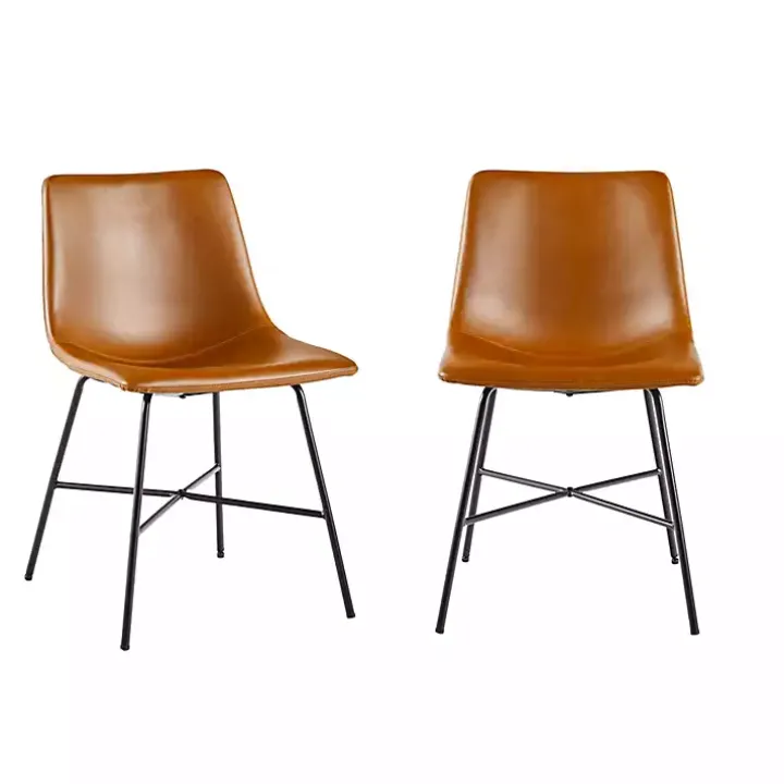 Whiskey Faux Leather Scoop Dining Chairs, Set of 2