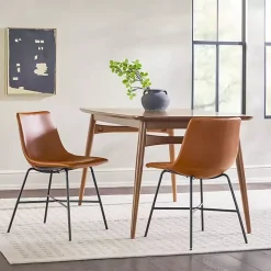 Whiskey Faux Leather Scoop Dining Chairs, Set of 2