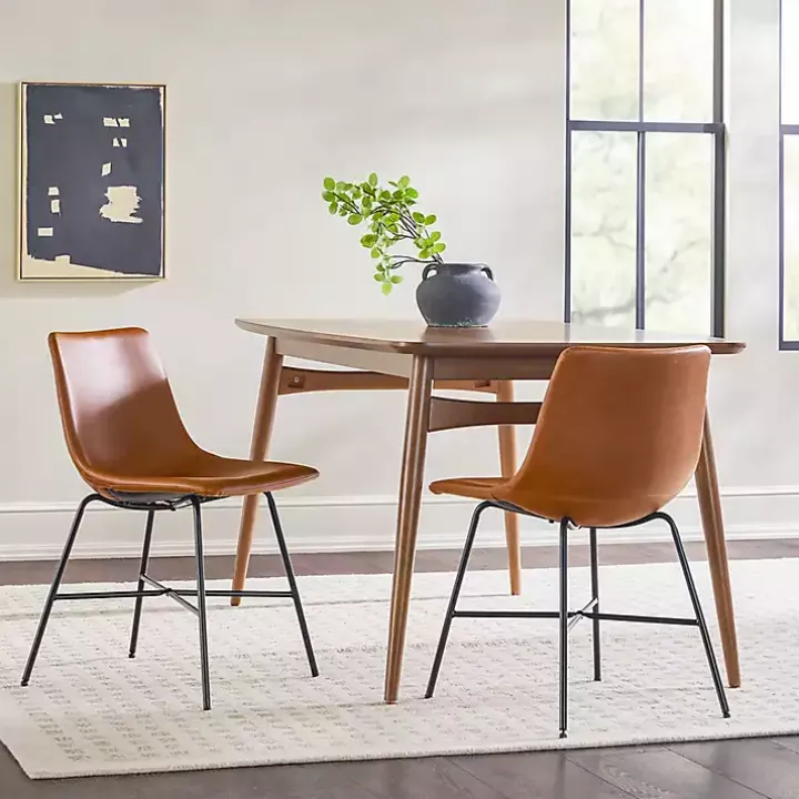 Whiskey Faux Leather Scoop Dining Chairs, Set of 2