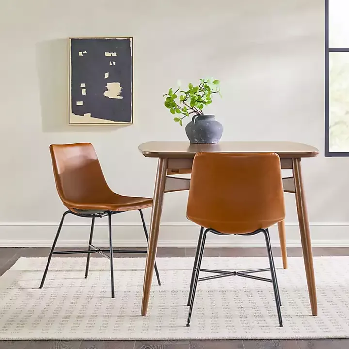 Whiskey Faux Leather Scoop Dining Chairs, Set of 2