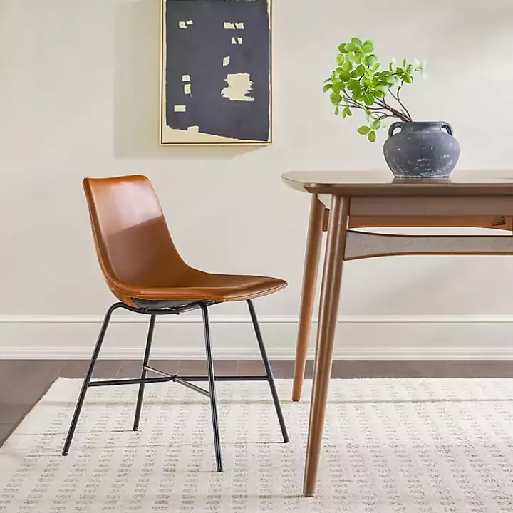 Whiskey Faux Leather Scoop Dining Chairs, Set of 2