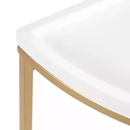 White & Gold Half Moon Dorrah Accent Table