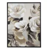 White & Gray Garden Flowers Framed Canvas Print