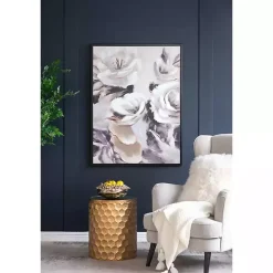 White & Gray Garden Flowers Framed Canvas Print