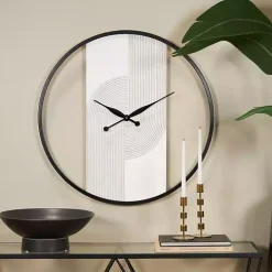 White and Black Carved Open Wall Clock